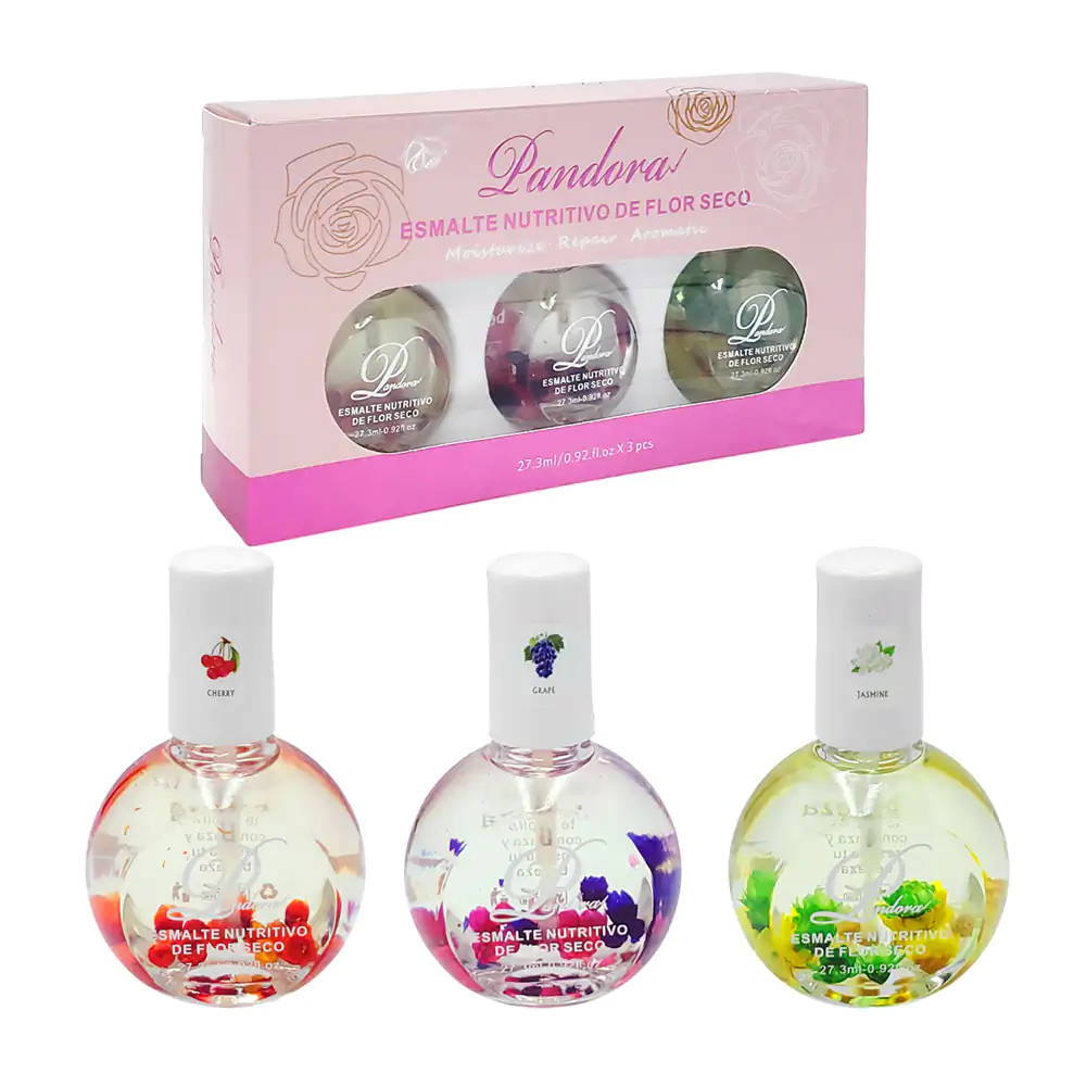 Paquete pandora con 3 esmaltes transparentes con efecto nutritivo, 27…