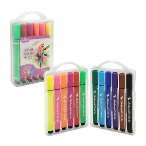 Estuche con 12 plumones / marcadores de agua, variedad de colores