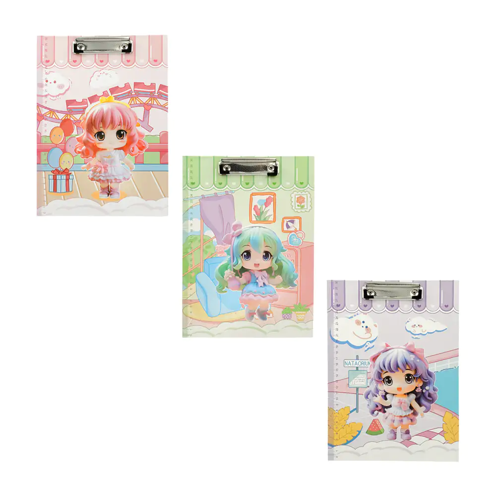 Tabla portadocumentos con estampado de muñeca kawaii, variedad de col…