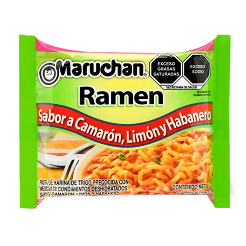 Sopa instantánea maruchan ramen sabor camarón, limón y habanero, 85g …