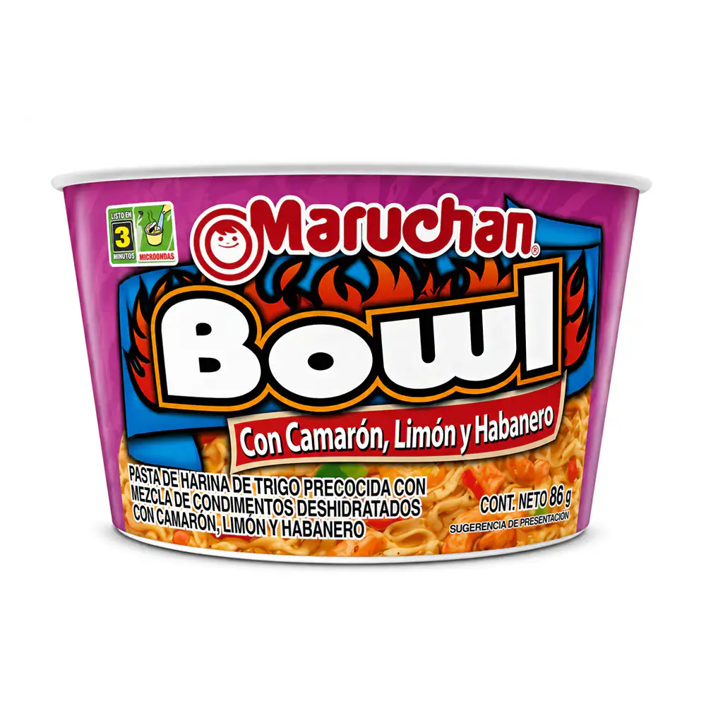 Sopa bowl instantánea con camarón, limón y habanero, 94,3g / maruchan…