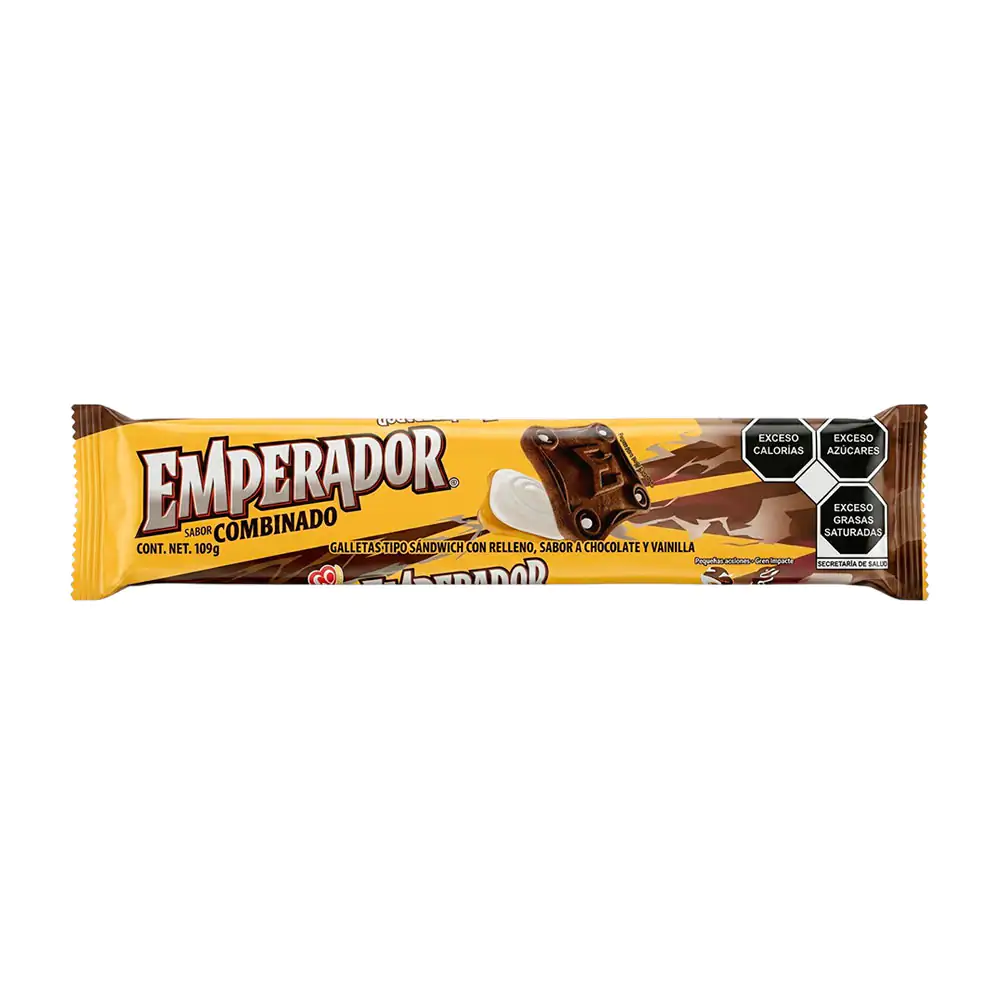 Paquete de galletas emperador combinada vainilla y chocolate con rell…