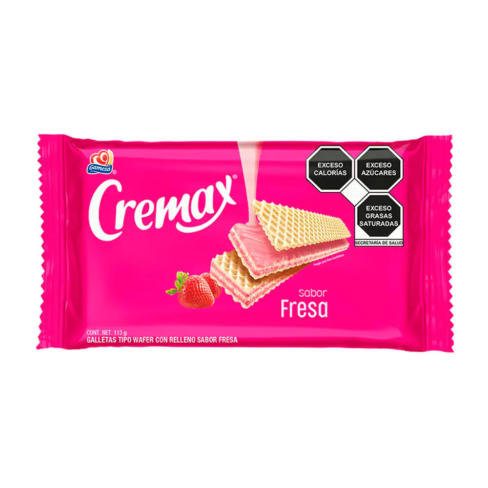 Paquete de galletas cremax rellenas de crema sabor fresa, 113g / 0229…