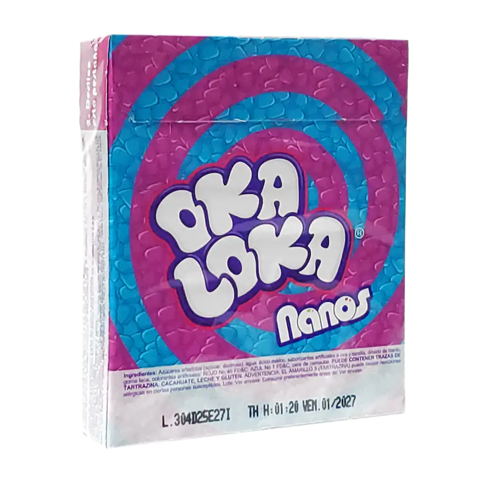 Dulces oka loka nanos ácidos sabor frutal, 40g / 029343