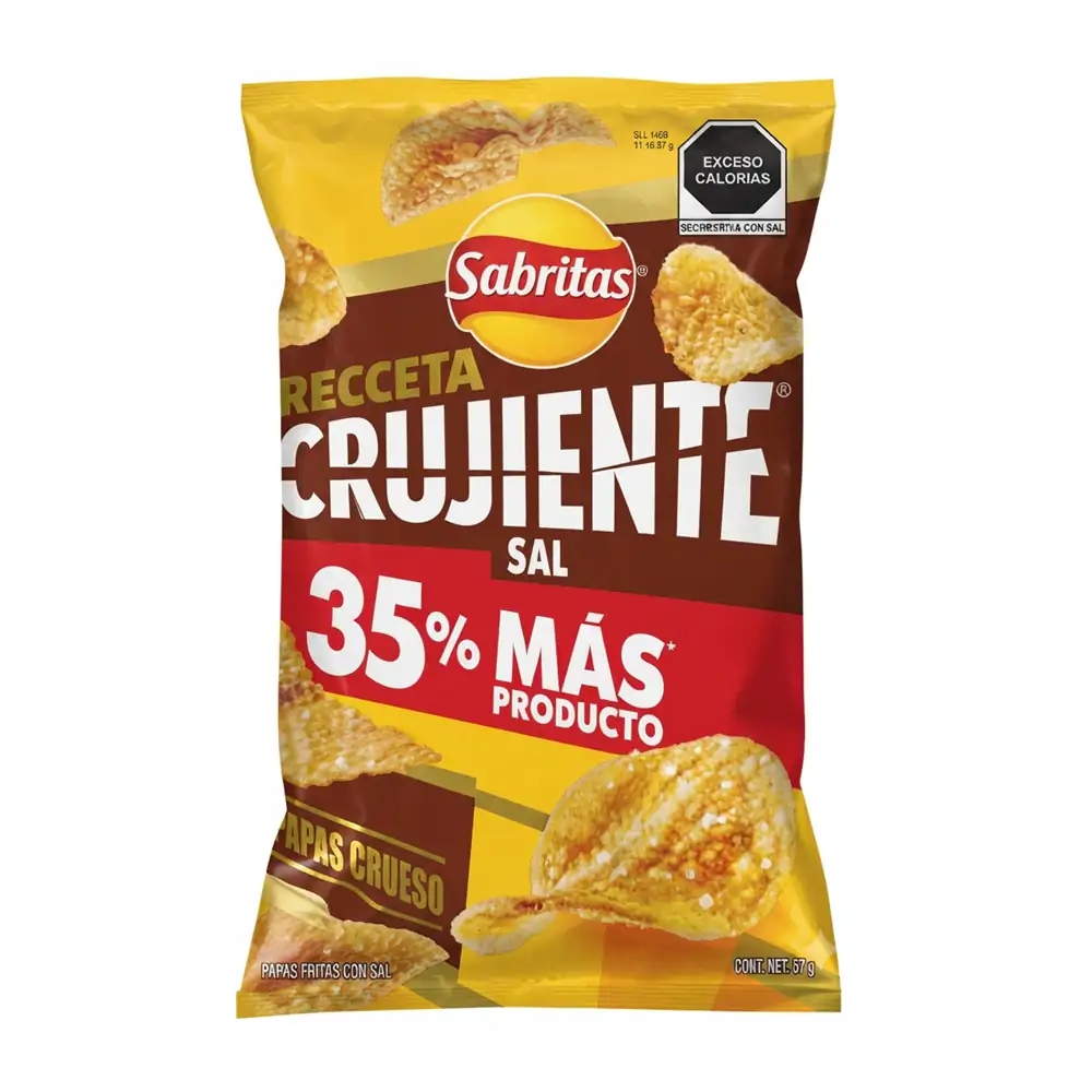 1pz Bolsa de sabritas receta crujiente con sal, 57g / 038657