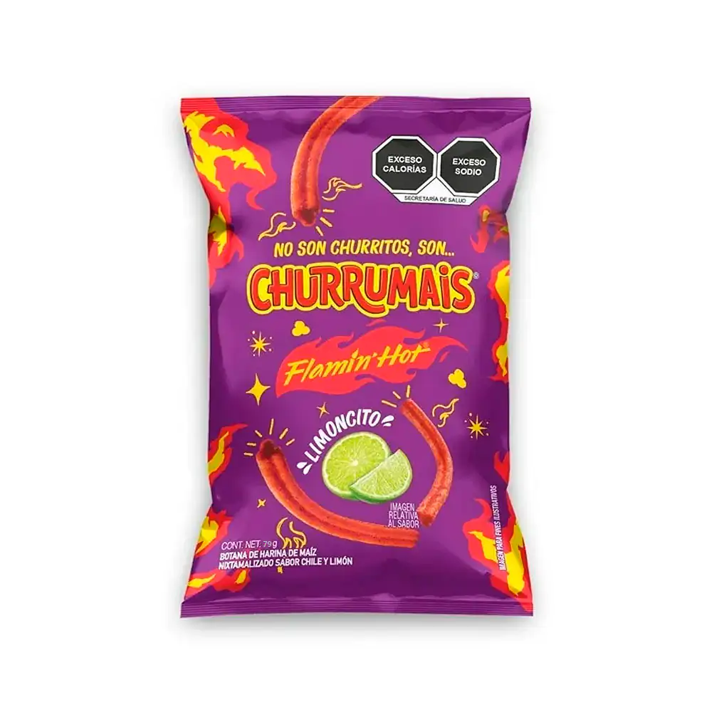 1pz bolsa churrumaiz flamin hot sabor queso, chile y limón 70g / 0423…