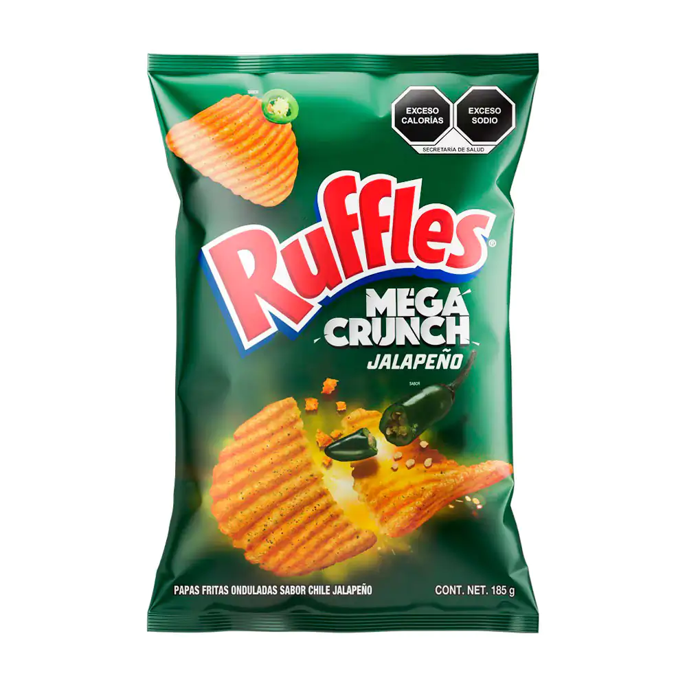 1pz Bolsa de ruffles mega crunch sabor jalapeño, 50g / 046720