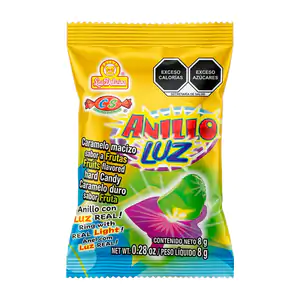 1pza caramelo macizo sabor a frutas con base en forma de anillo y luz…