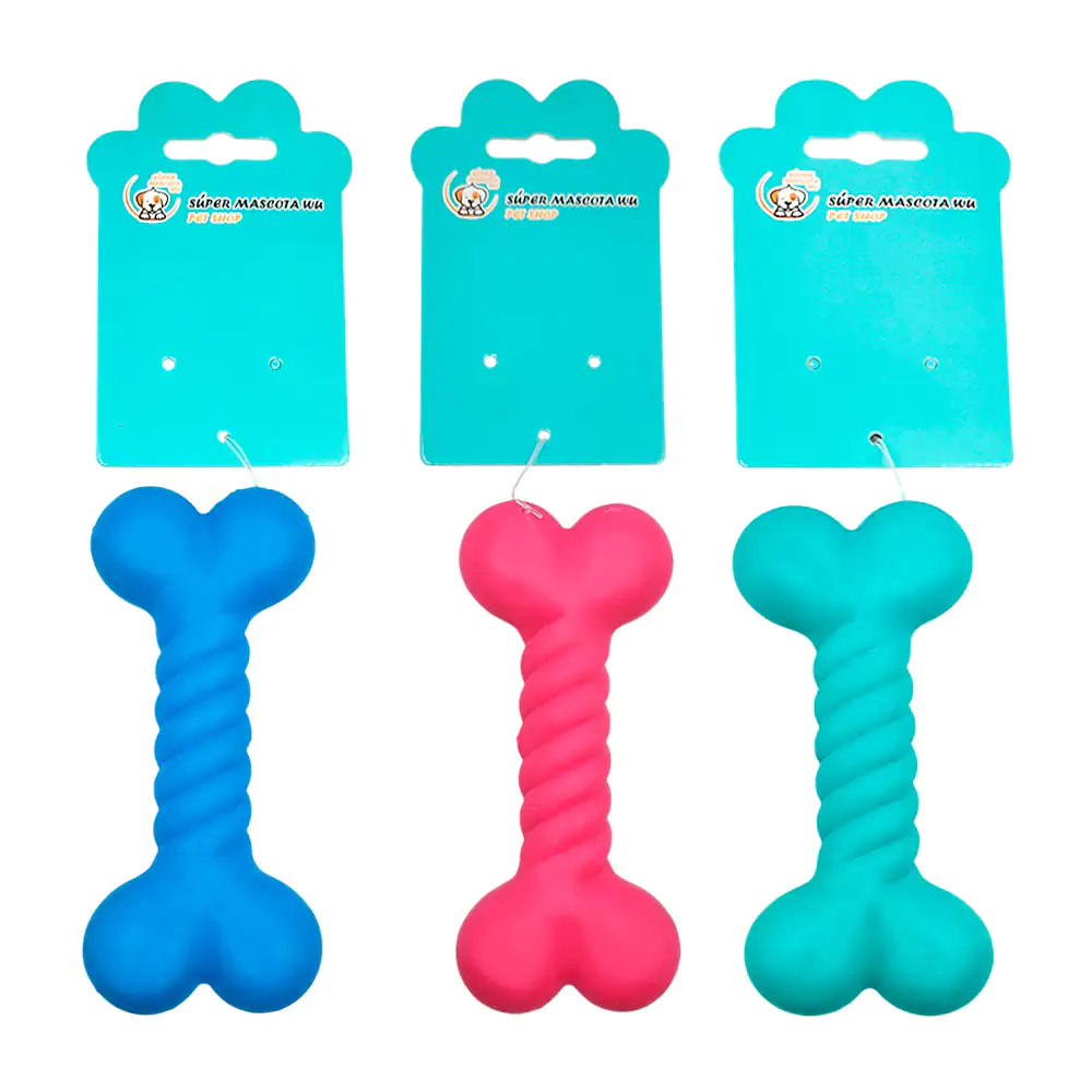 Juguete mordedera para mascota con forma de hueso en espiral, 12cm, v…