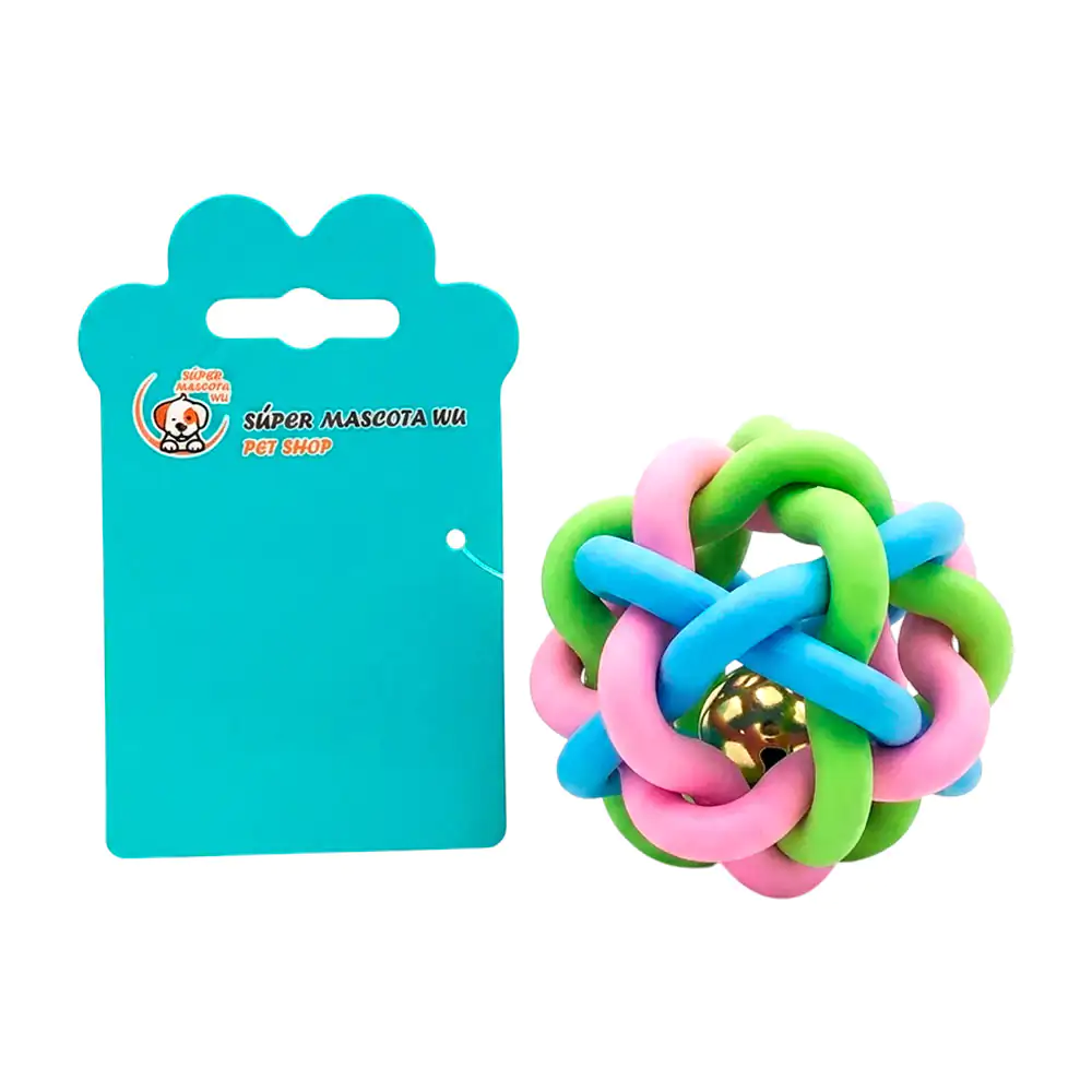 Juguete para mascota tipo pelota de 7cm multicolor con diseño de cuer…