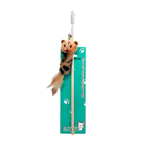 1pza Juguete para gato con mini peluche afelpado tipo ratón, lazo elá…