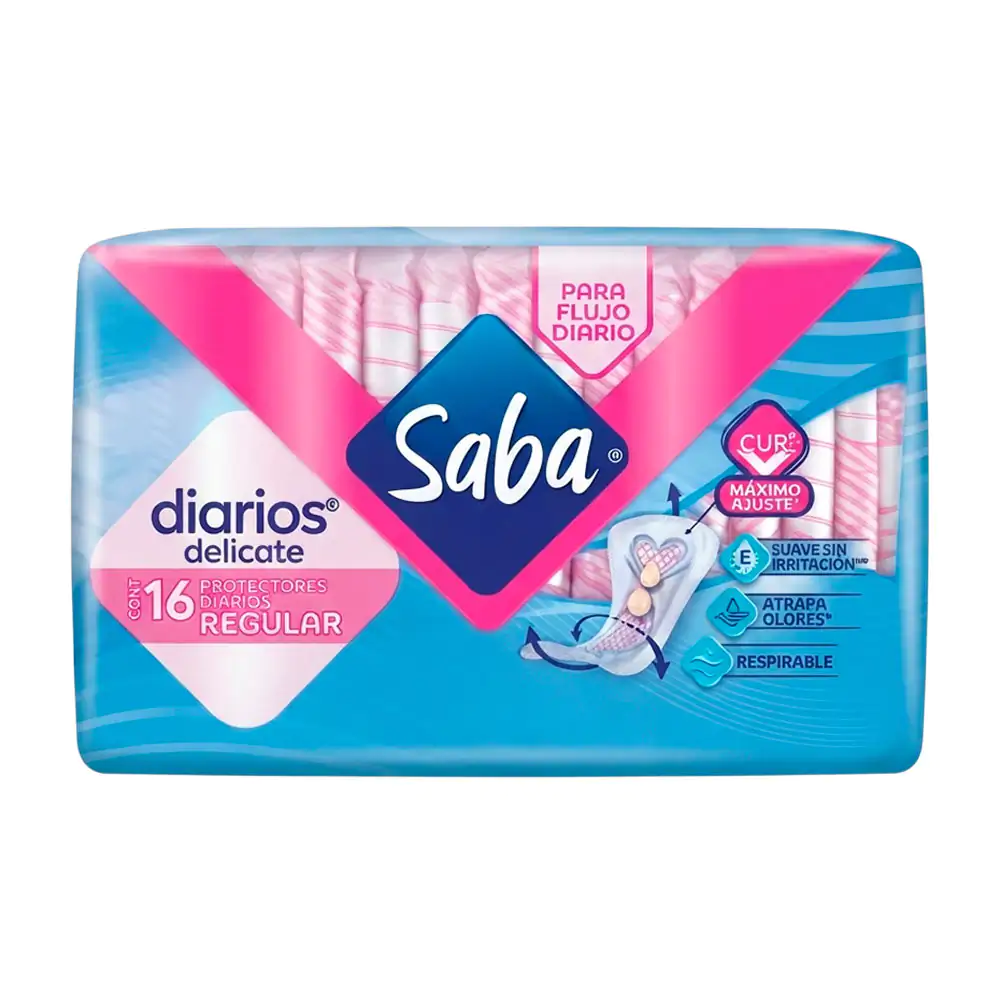 Paquete saba con 16 protectores delicate para uso diario largo regula…