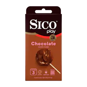 Paquete con 3 condones - preservativos sico play sabor a chocolate / …
