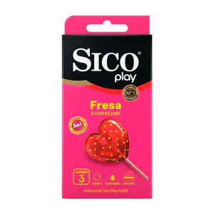 Paquete con 3 condones - preservativos sico play texturizado sabor fr…