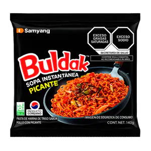Sopa instantánea buldak sabor pollo picante, 140g, picor alto / 110502