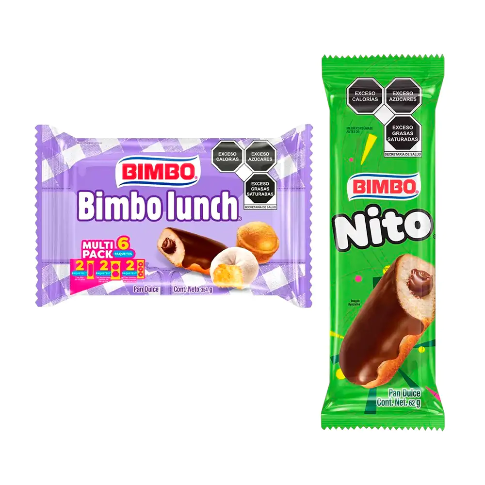 1pz nito bimbo, pan de vainilla relleno de chocolate y cubierto de ch…