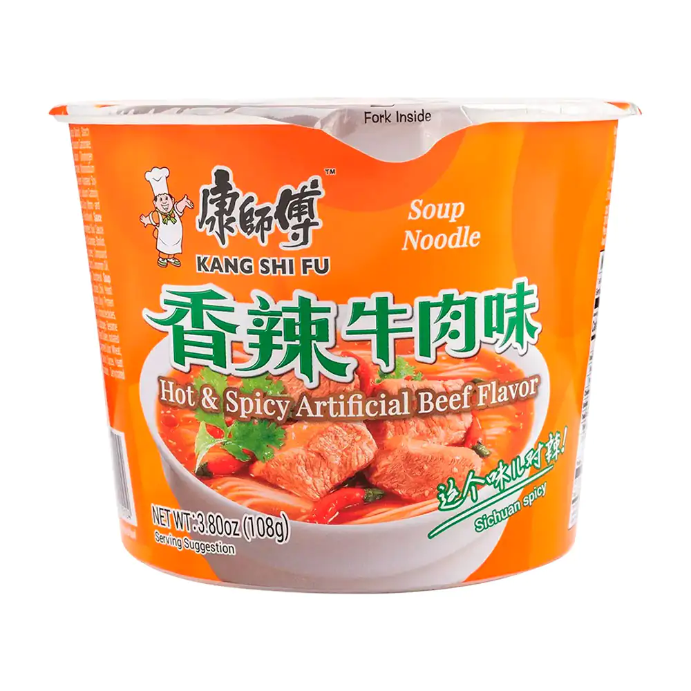 Sopa instantánea kang shi fu en tazón con sabor a carne picante, 108g…
