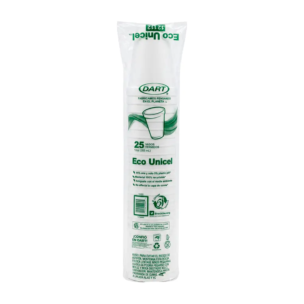 Paquete con 25 pz de vaso dart térmicos de 355ml, vaso #12 / 12j12