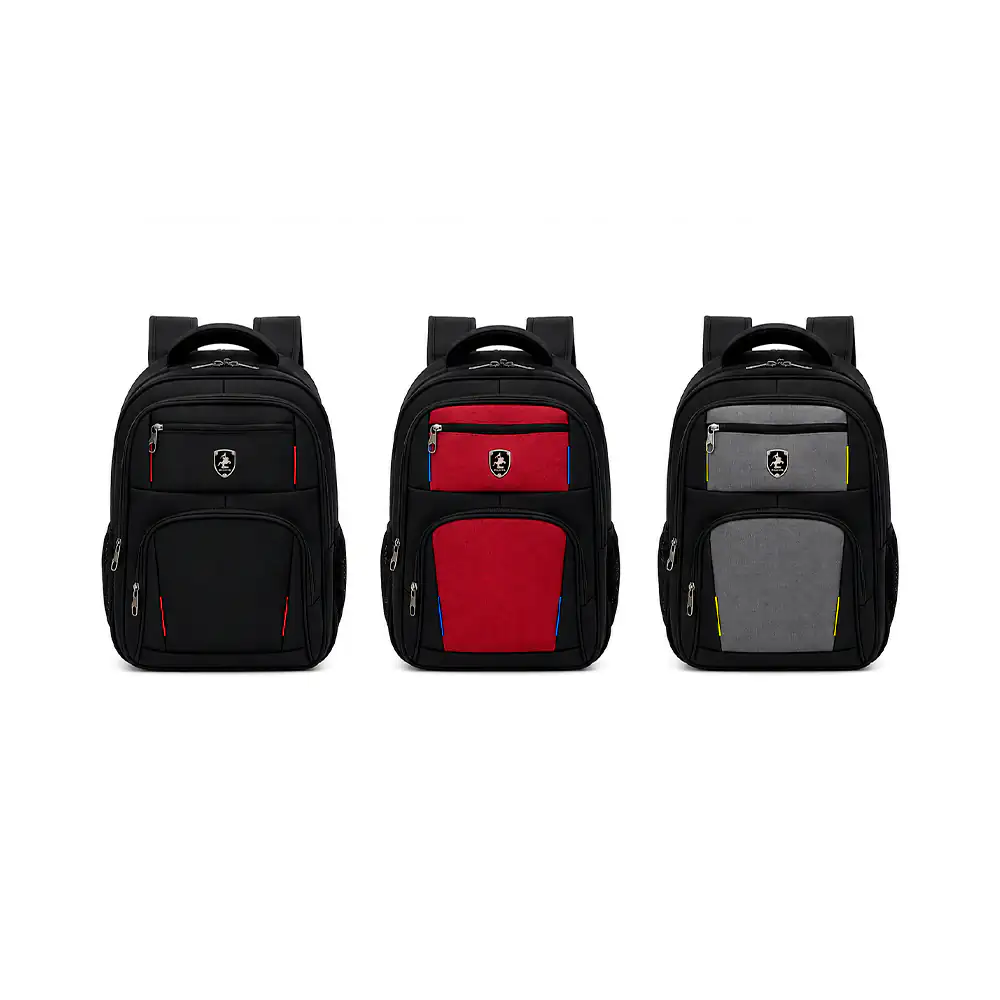 Mochila polweng bicolor rígida con 5 compartimentos y 4 líneas de col…