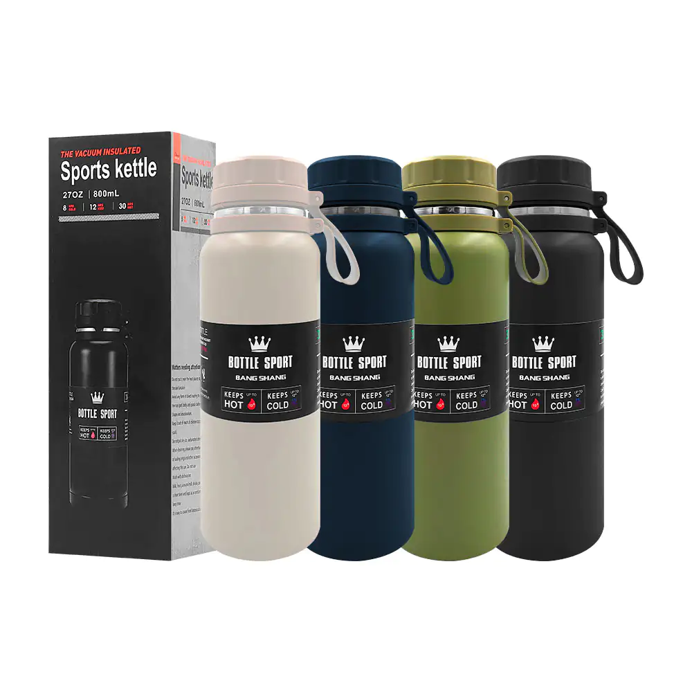 Termo de acero inoxidable de 27oz con infusor y tapa con asa de silic…