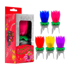 Vela para fiesta en forma de flor rotativa y expansible con activació…