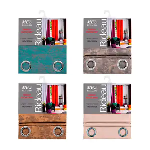 Cortina de tela con diseño texturizado bordado + aros metálicos, 140x…