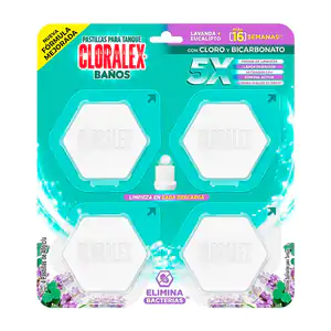 Blíster con 4 pastillas cloralex para tanque aroma lavanda y eucalipt…