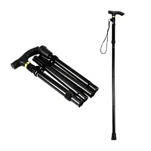 Bastón metálico plegable de 27-94cm con mango ergonómico y correa, an…