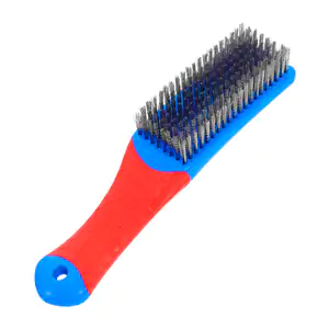 Cepillo de plástico bicolor con cerdas de alambre y mango ergonómico …