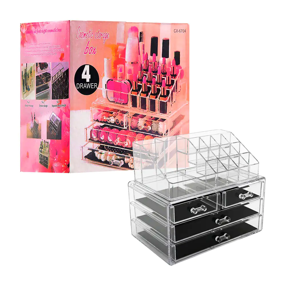 Caja con 2 organizadores transparentes de acrílico para maquillaje / …