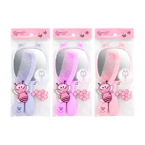 Set de espejo con mango de plástico y orejas + peine con diseño kawai…