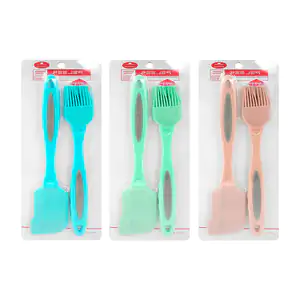 Blíster con espátula miserable y brocha de silicón bicolor para cocin…