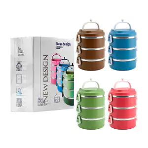 Tupper circular de acero inoxidable 3 en 1 con cierre hermético y asa…