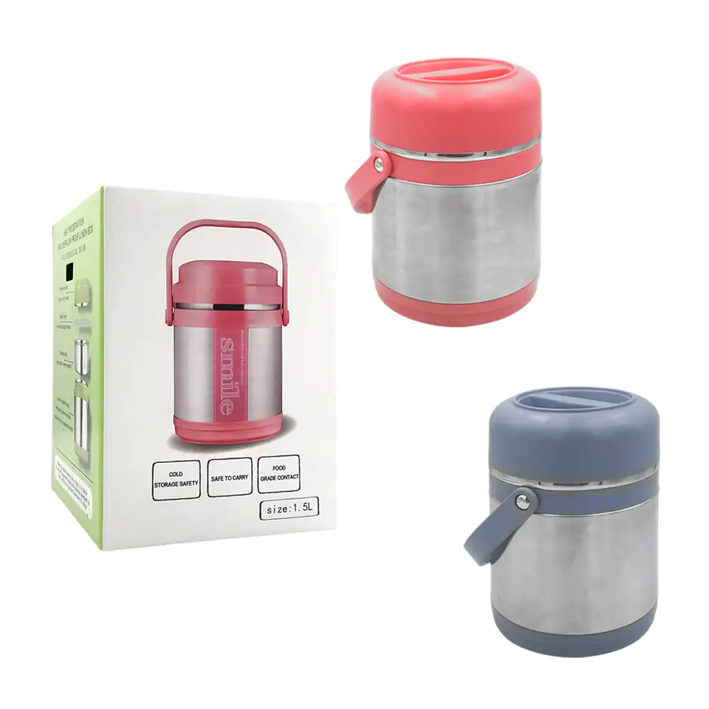 Tupper de acero inoxidable 3 en 1 con agarradera de 1.5l y cierre her…