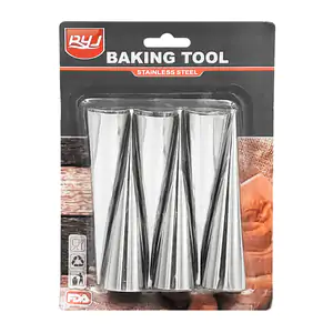 Blíster de 6 moldes cónicos de acero inoxidable para repostería / 169…