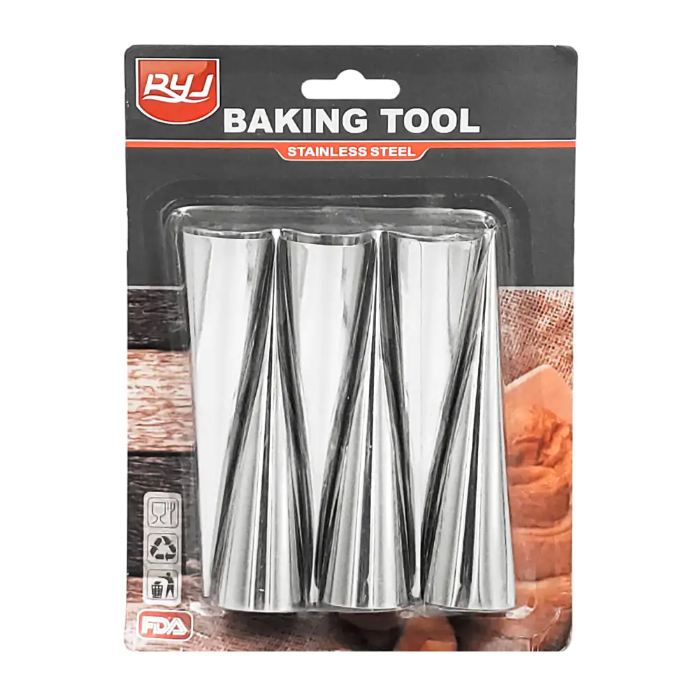 Blíster de 6 moldes cónicos de acero inoxidable para repostería / 169…