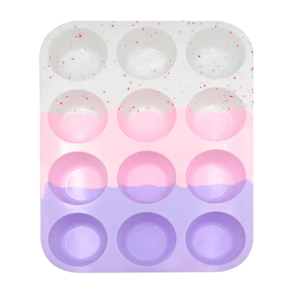 Molde de silicona tricolor con 12 compartimentos para cupcakes, 29x22…