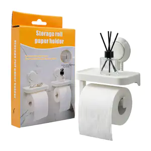 Soporte de plástico adherible para rollos de papel con espacio de alm…