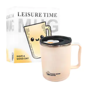 Taza térmica de acero inoxidable con agarradera de plástico y tapa an…