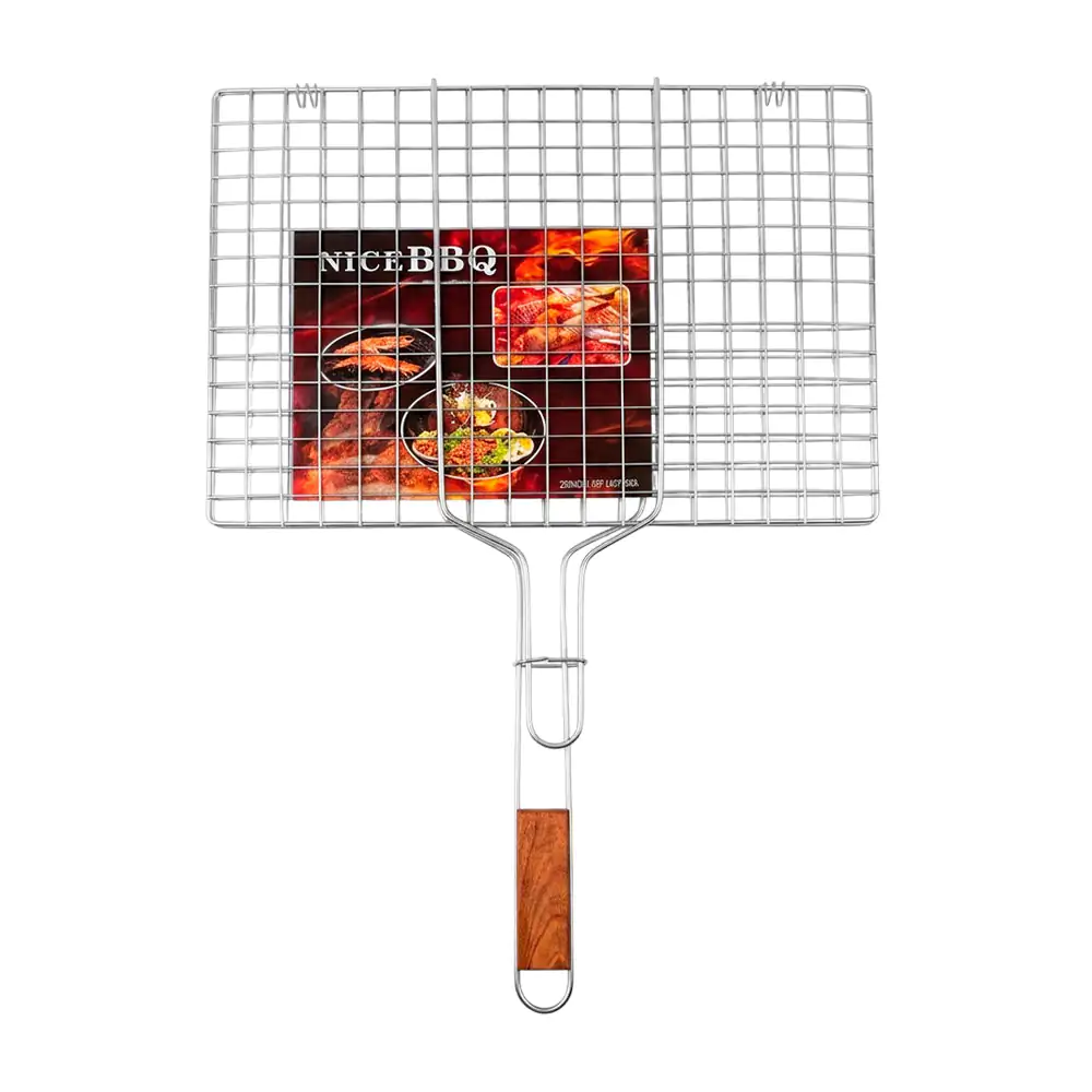 Rejilla para asador de acero inoxidable con mango de madera, 40x30cm …