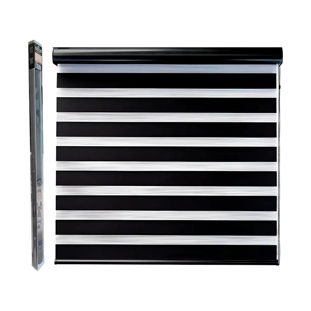 Persiana cortina enrollable color negro, doble capa para día y noche,…
