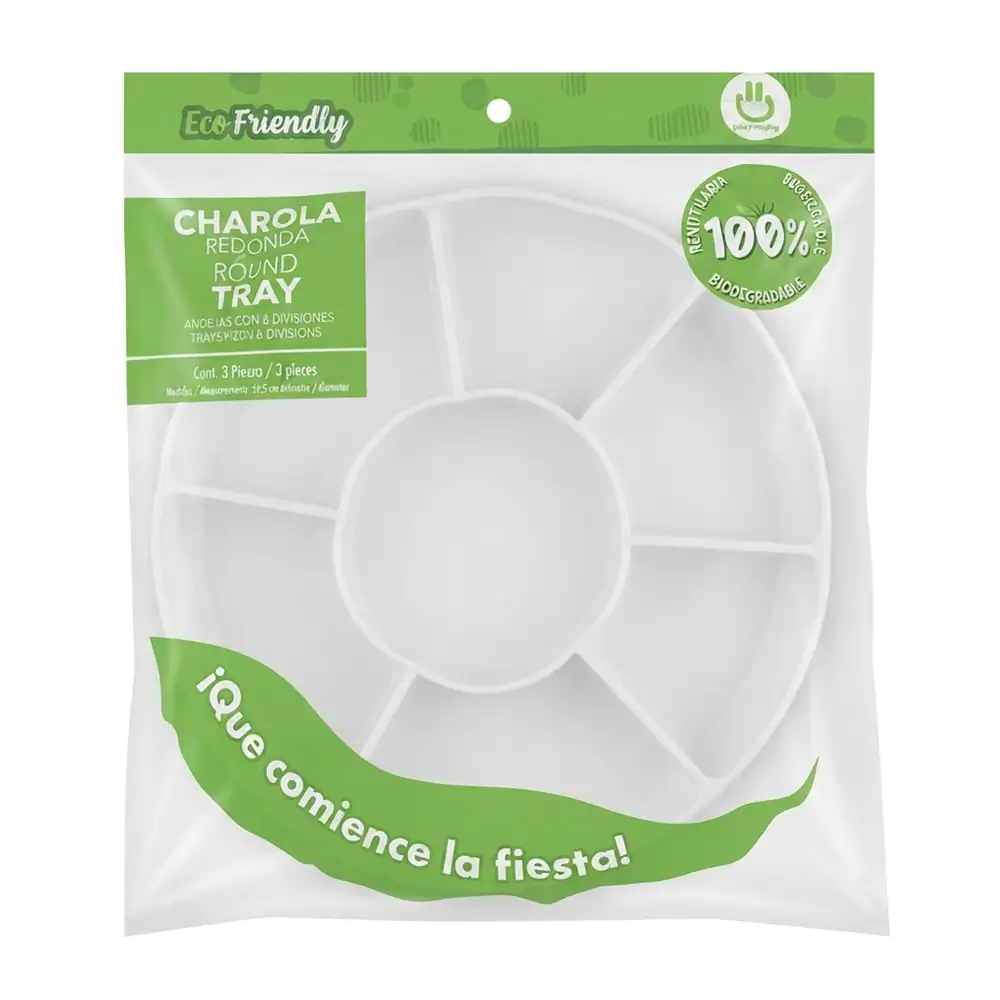 Paquete con 3 charolas de plástico en forma de flor con 6 divisiones …
