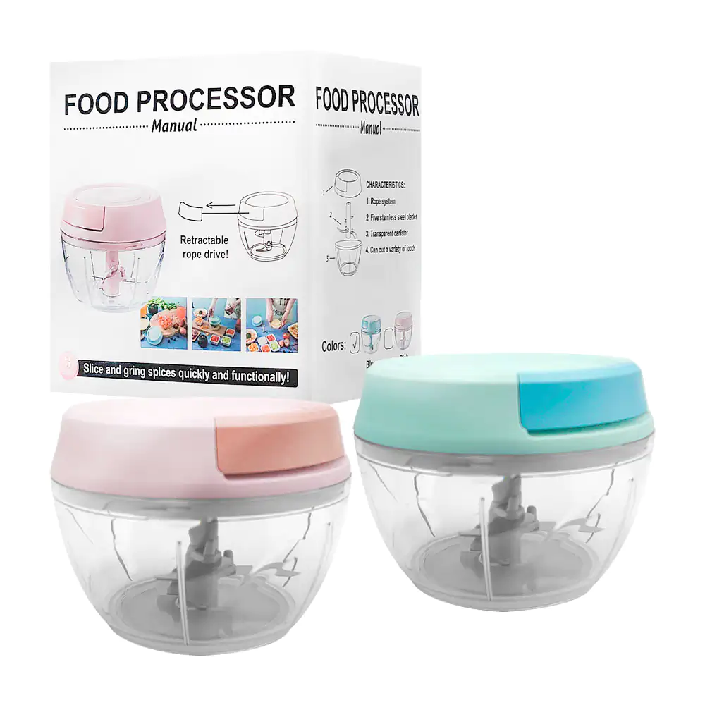 Triturador - procesador de alimentos manual, con doble cuchilla, vari…
