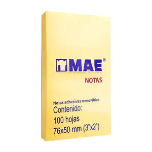 Paquete con 100 notas adhesivas en color amarillo pastel, 76x50mm / 2…