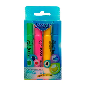 Paquete con 4 marcatextos jocar en tono pastel con aroma frutal, vari…
