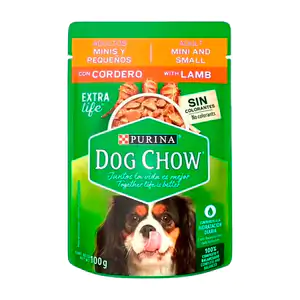Alimento húmedo, purina dog chow sabor cordero, razas adultos minis y…
