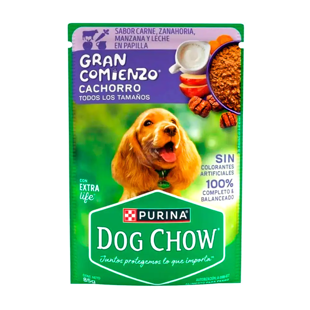Alimento húmedo, purina dog chow sabor carne zanahoria manzana y lech…
