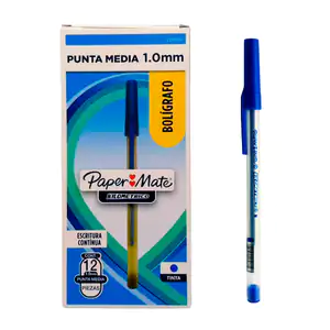 Caja con 12 bolígrafos paper mate de punta media 1.0mm en color azul …