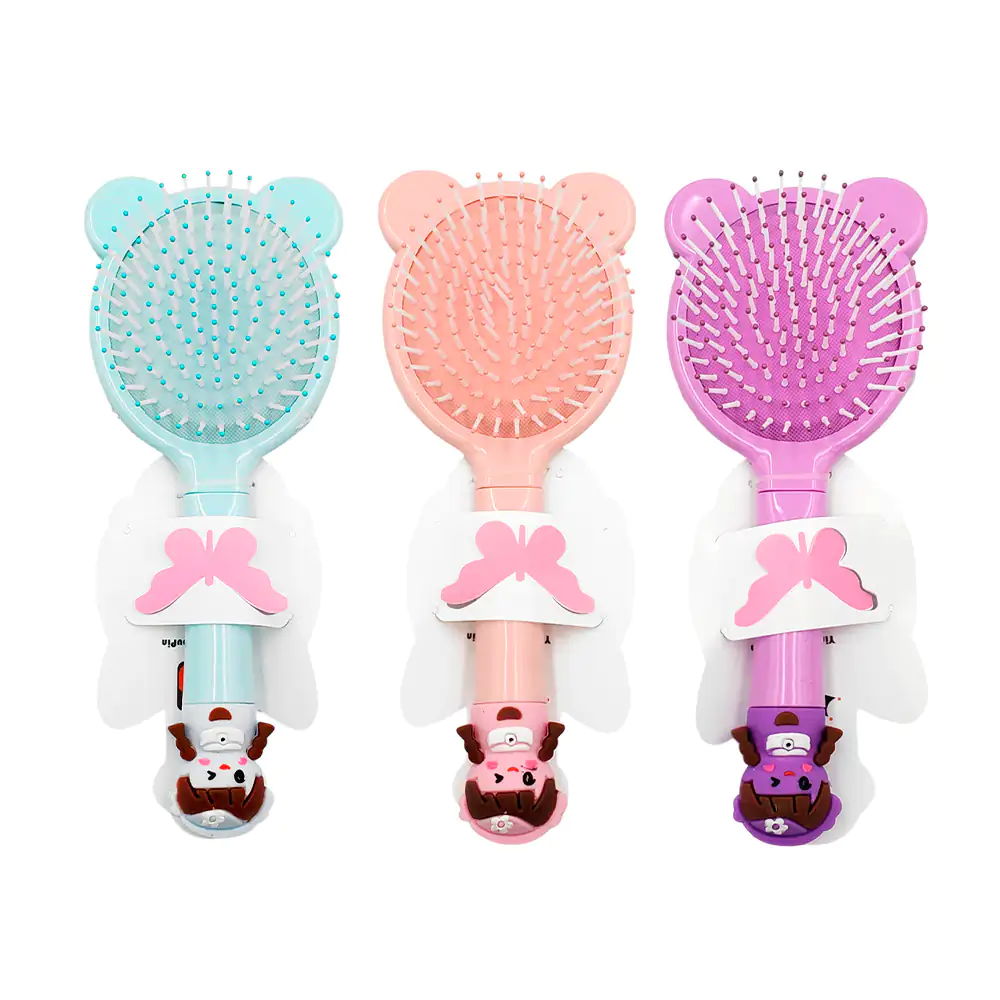 Cepillo circular para el cabello con orejitas y mango con mini figura…