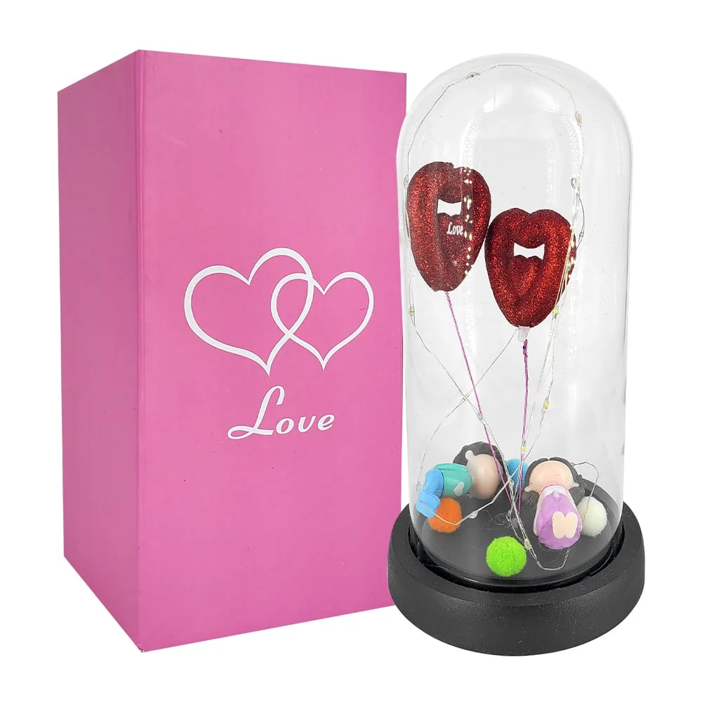 Arreglo encapsulado con temática de san valentín + luces led y figura…